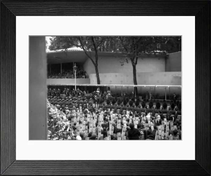 Framed Print : Coronation. A VIP coach approaches Abbey Framed Print : Coronation. A VIP coach approaches Abbey