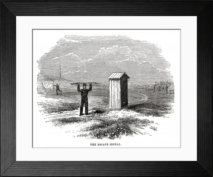 Framed Print : Woolwich hulks - guards give escape signal Framed Print : Woolwich hulks - guards give escape signal