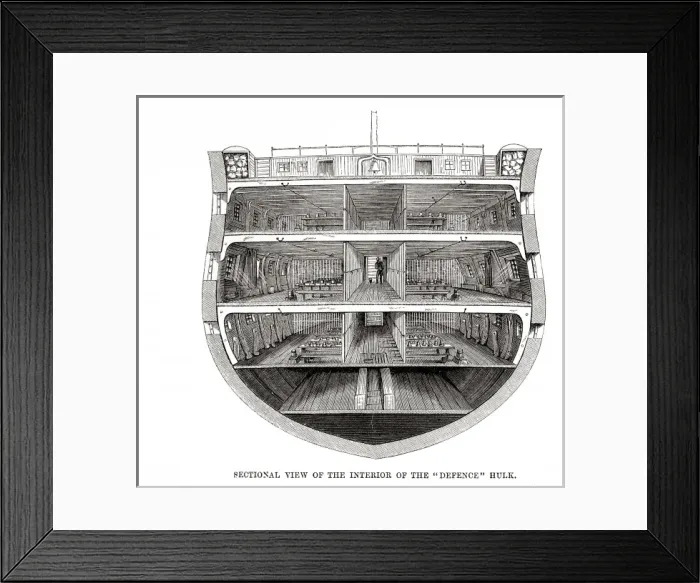 Framed Print : Woolwich hulks - interior view of Defence Framed Print : Woolwich hulks - interior view of Defence