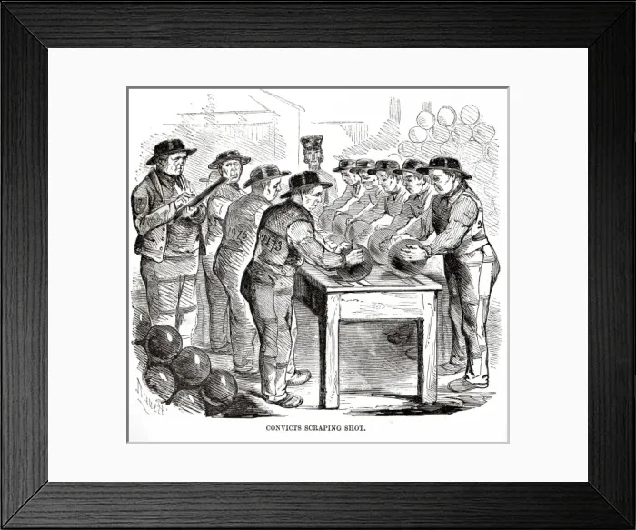 Framed Print : Woolwich hulks - convicts scraping shot Framed Print : Woolwich hulks - convicts scraping shot