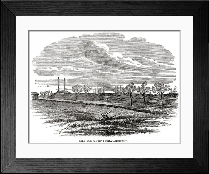 Framed Print : Woolwich hulks - convicts burial ground Framed Print : Woolwich hulks - convicts burial ground