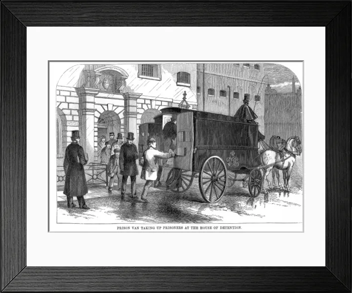 Framed Print : Prison Van and prisoners, Clerkenwell Framed Print : Prison Van and prisoners, Clerkenwell