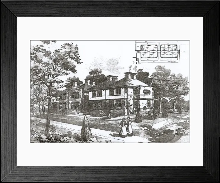 Framed Print : Wandsworth Union Old Peoples Cottages, Tooting Framed Print : Wandsworth Union Old Peoples Cottages, Tooting