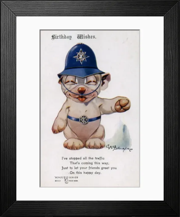 Framed Print : George Studdy Bonzo postcard Framed Print : George Studdy Bonzo postcard