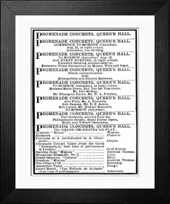 Framed Print : Proms concert programme, 1895 Framed Print : Proms concert programme, 1895