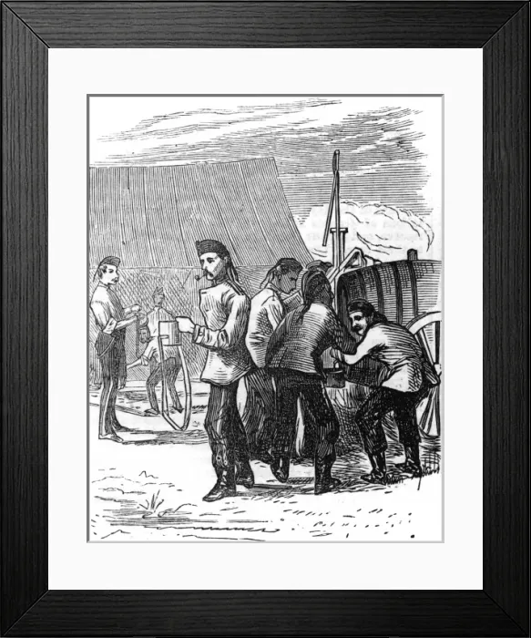 Framed Print : Filling water canteens, 1872 Framed Print : Filling water canteens, 1872