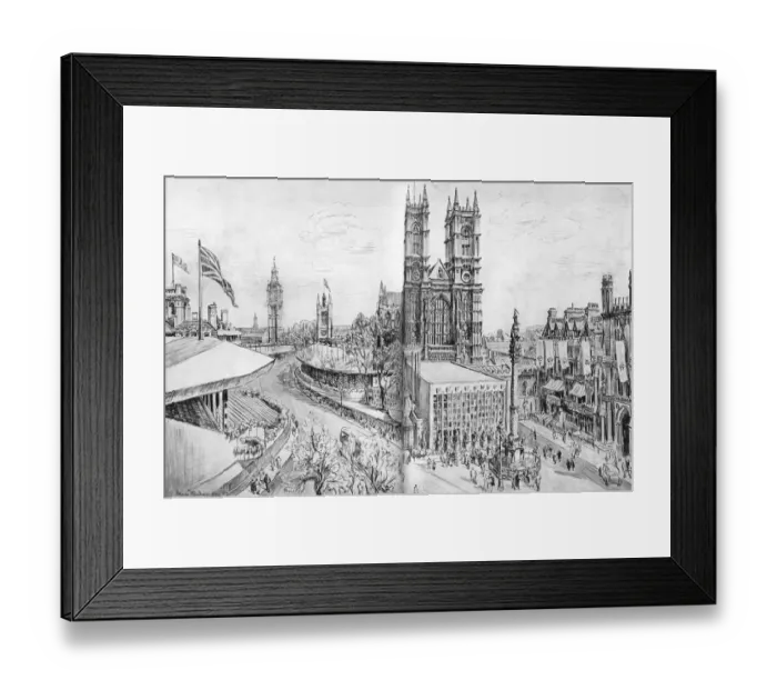 Framed Print : Westminster transformed for the Coronation, 1953 Framed Print : Westminster transformed for the Coronation, 1953
