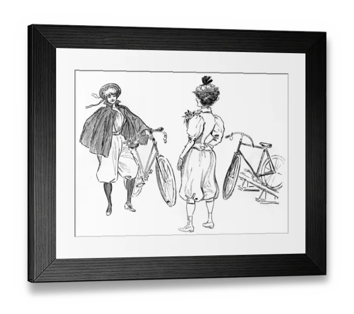 Framed Print : French lady cyclists of the 1890s Framed Print : French lady cyclists of the 1890s