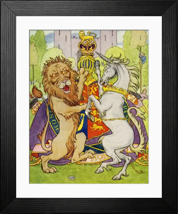 Framed Print : The Lion and the Unicorn by Leslie Brooke Framed Print : The Lion and the Unicorn by Leslie Brooke