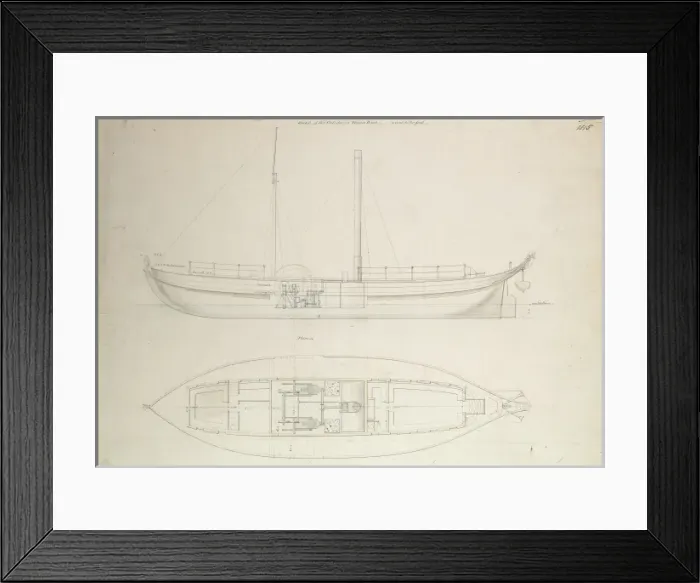 Framed Print : The steam yacht Caledonia, engineering drawing Framed Print : The steam yacht Caledonia, engineering drawing