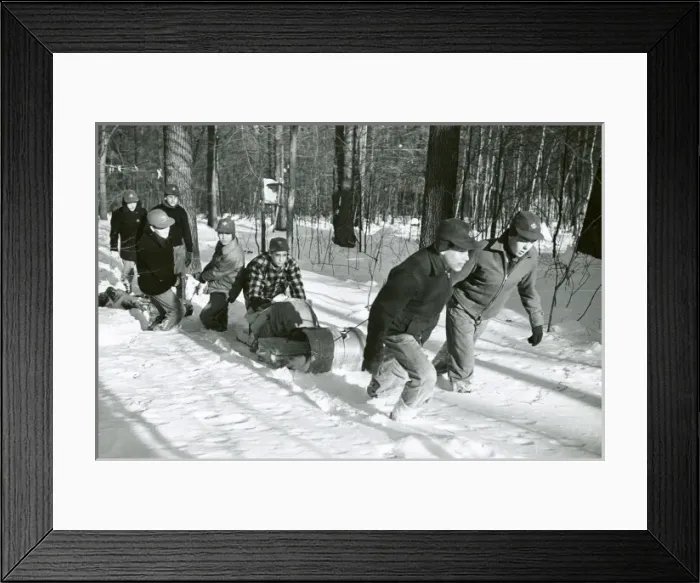 Framed Print : American Scouts pulling a sledge Framed Print : American Scouts pulling a sledge
