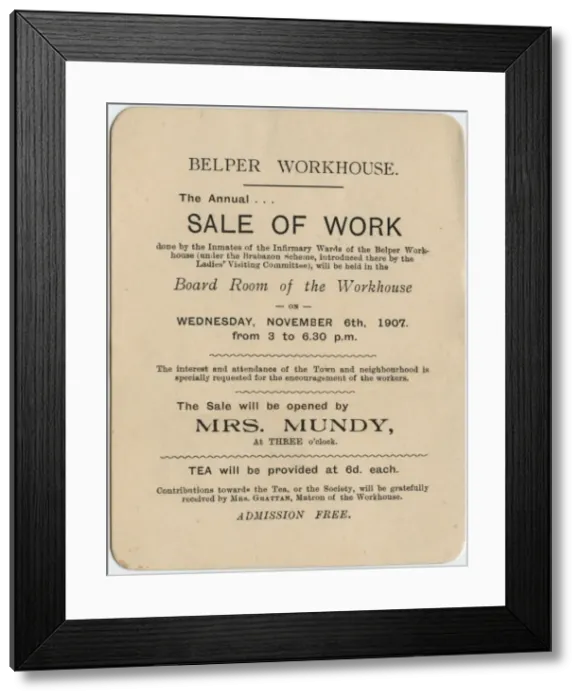 Framed Print : Brabazon Sale, Belper Workhouse, Derbyshire Framed Print : Brabazon Sale, Belper Workhouse, Derbyshire