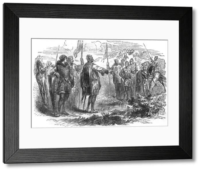 Framed Print : King Stephen and Prince Henry meet at Wallingford Framed Print : King Stephen and Prince Henry meet at Wallingford