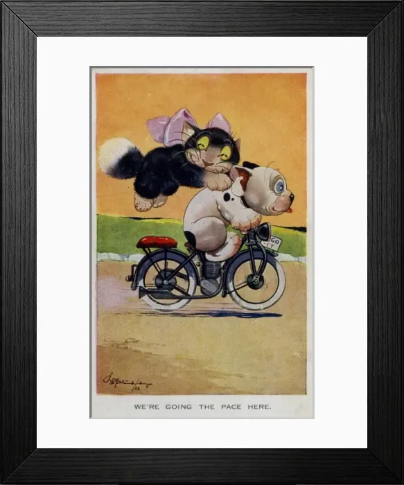 Framed Print : Bonzo and Ooloo on a motorcycle Framed Print : Bonzo and Ooloo on a motorcycle