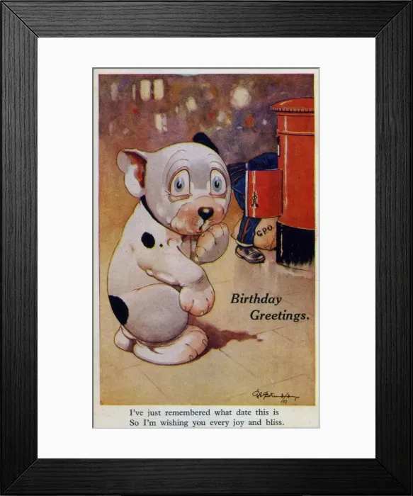 Framed Print : Bonzo forgetting to post a letter