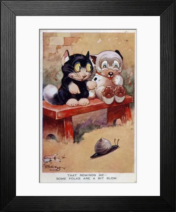 Framed Print : Bonzo and Ooloo watching a snail Framed Print : Bonzo and Ooloo watching a snail