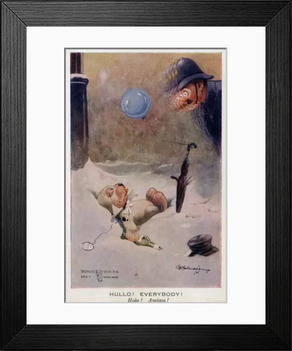 Framed Print : Bonzo lying in the snow Framed Print : Bonzo lying in the snow