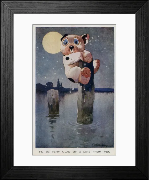 Framed Print : Bonzo stuck on a post in thesea Framed Print : Bonzo stuck on a post in thesea
