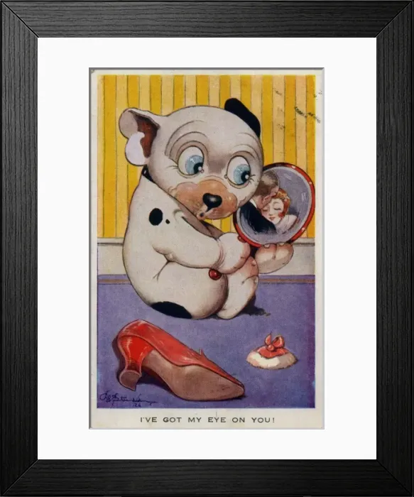 Framed Print : Bonzo looking in a mirror Framed Print : Bonzo looking in a mirror