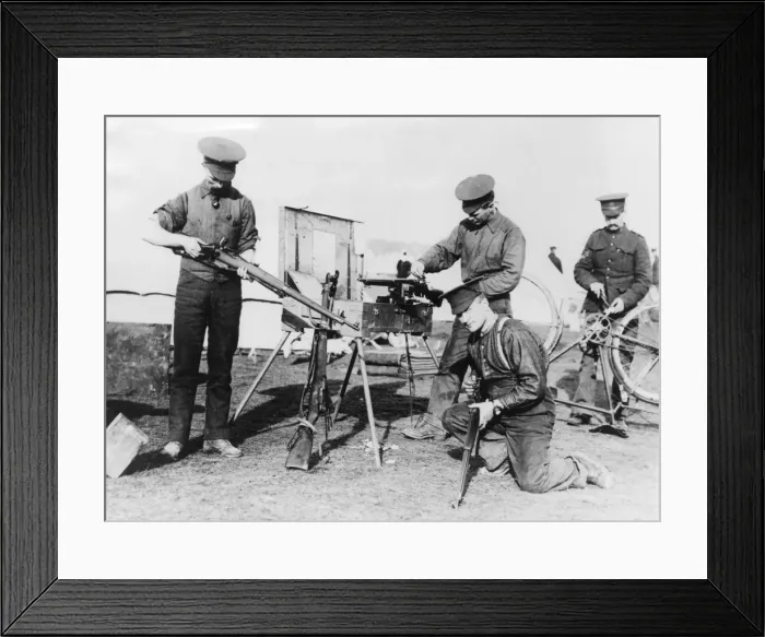 Framed Print : Canadian armourers repairing rifles, Salisbury Plain, WW1 Framed Print : Canadian armourers repairing rifles, Salisbury Plain, WW1