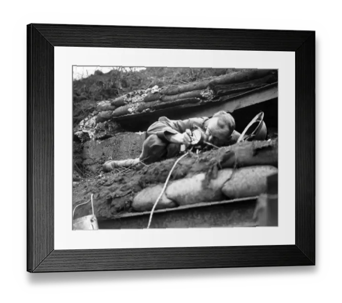 Framed Print : Artillery Observation Officer sets lamp, Kemmel Ridge, WW1 Framed Print : Artillery Observation Officer sets lamp, Kemmel Ridge, WW1