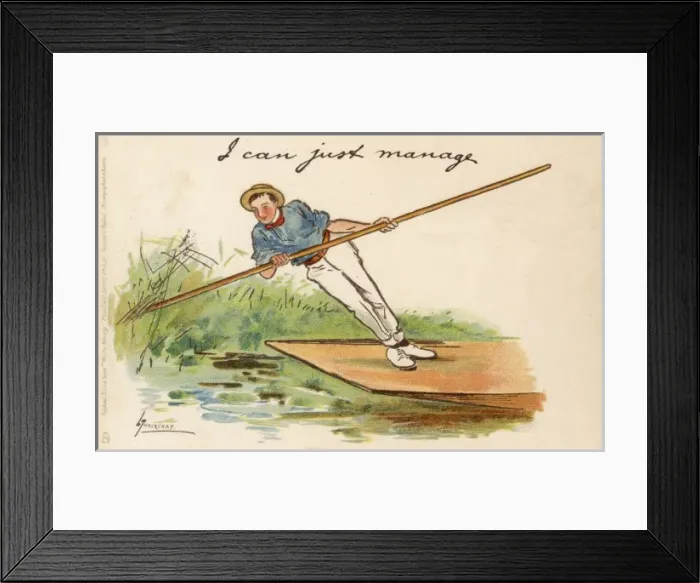 Framed Print : Punting - pushing off from the bank Framed Print : Punting - pushing off from the bank