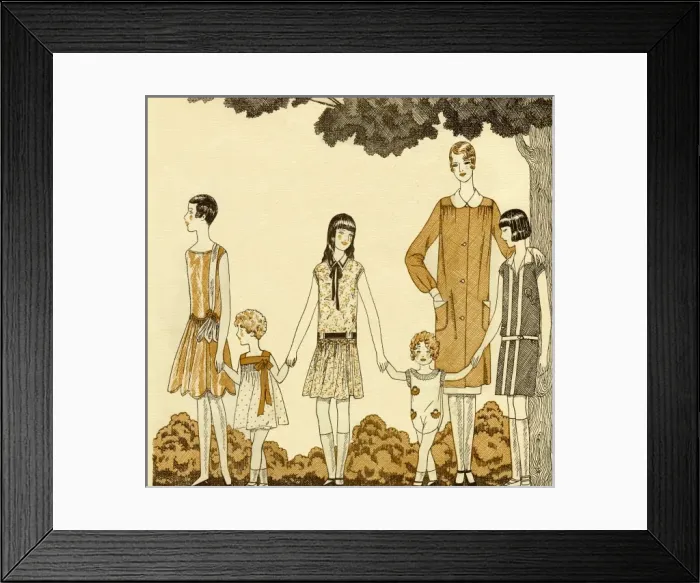 Framed Print : Mother and girls fashion 1927 Framed Print : Mother and girls fashion 1927