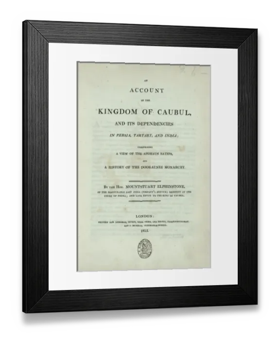 Framed Print : Title page, Account of the Kingdom of Caubul Framed Print : Title page, Account of the Kingdom of Caubul