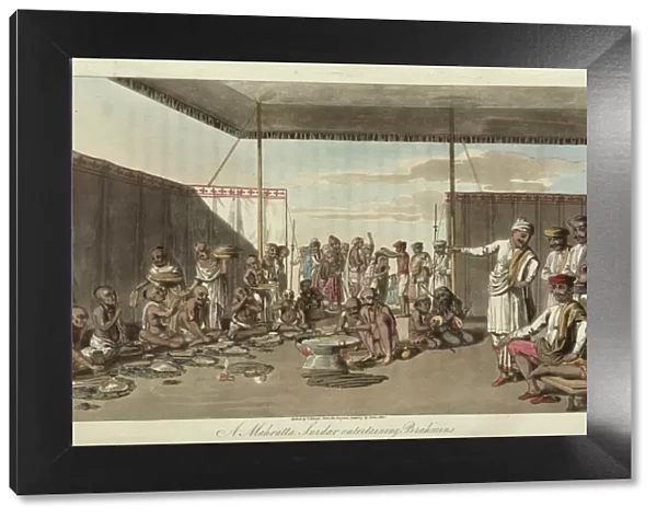 Brahmins at a feast in a Maratha Camp, India