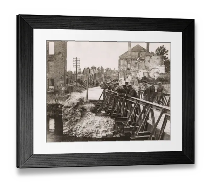 Framed Print : Edward, Prince of Wales, inspecting ruined bridge, Peronne Framed Print : Edward, Prince of Wales, inspecting ruined bridge, Peronne