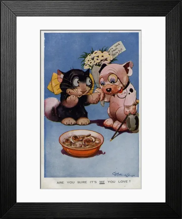 Framed Print : Bonzo with flowers for Ooloo Framed Print : Bonzo with flowers for Ooloo