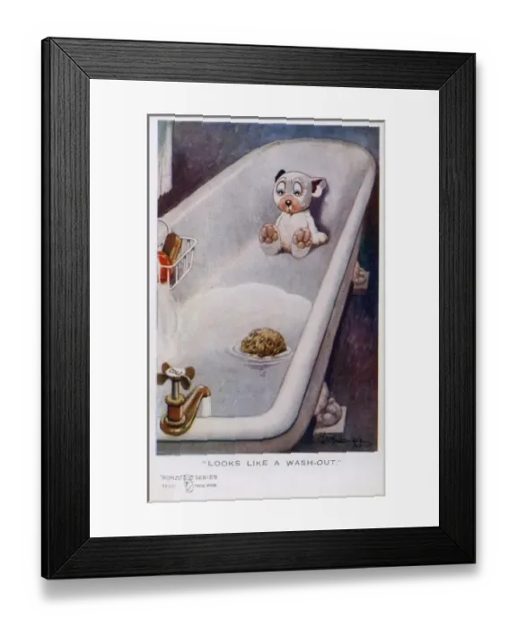 Framed Print : Bonzo sitting in a bath Framed Print : Bonzo sitting in a bath