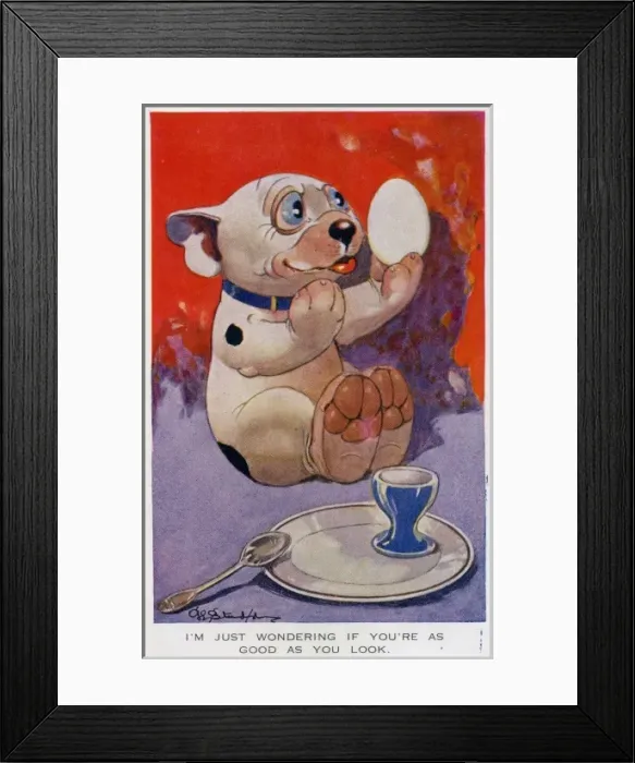 Framed Print : Bonzo about to eat a boiled egg Framed Print : Bonzo about to eat a boiled egg