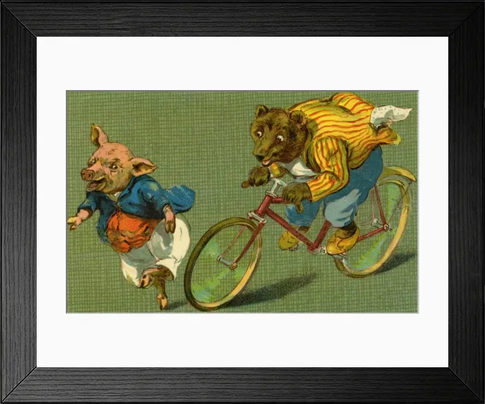 Framed Print : Bear on a bicycle by g h Thompson Framed Print : Bear on a bicycle by g h Thompson