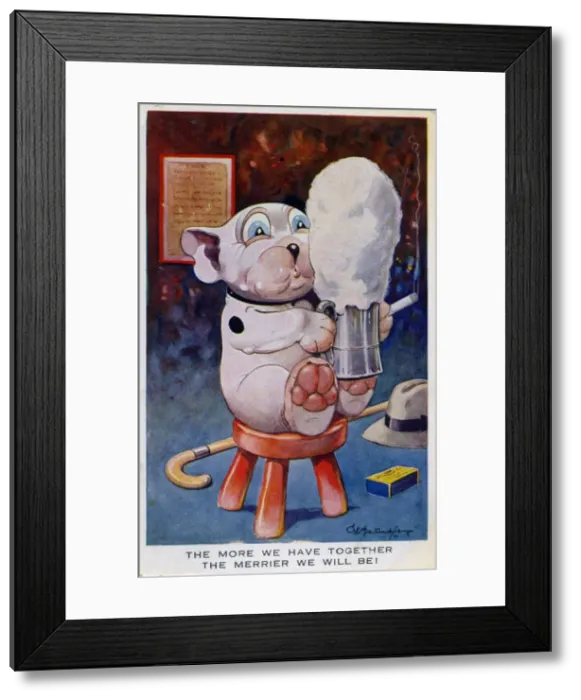 Framed Print : Bonzo drinking a tankard of beer Framed Print : Bonzo drinking a tankard of beer