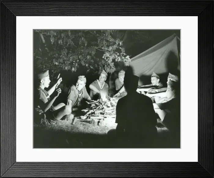Framed Print : American Scouts around a camp fire Framed Print : American Scouts around a camp fire