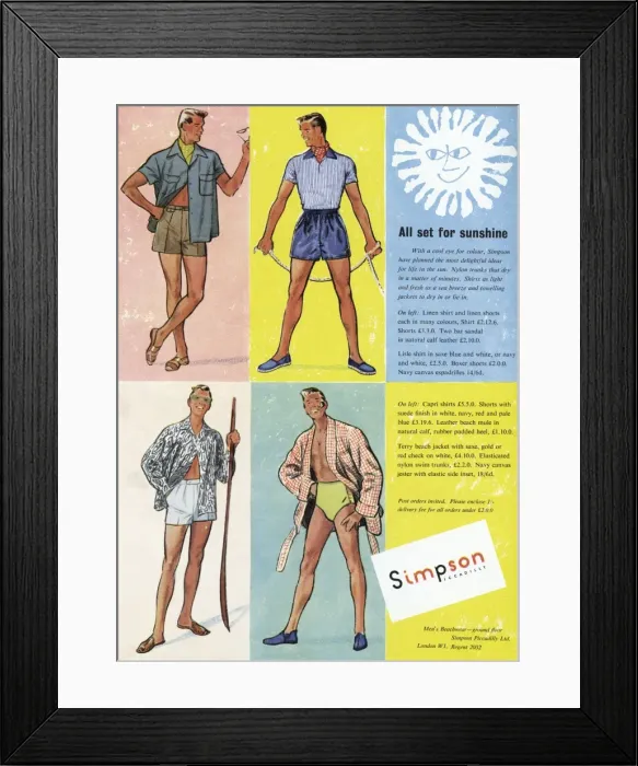 Framed Print : Summer holiday fashions from Simpson of Piccadilly, 1953 Framed Print : Summer holiday fashions from Simpson of Piccadilly, 1953
