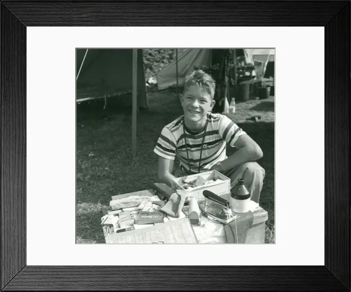 Framed Print : American Scout at a camp Framed Print : American Scout at a camp