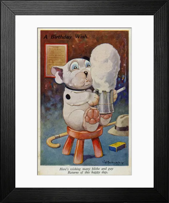 Framed Print : Bonzo drinking a tankard of beer Framed Print : Bonzo drinking a tankard of beer