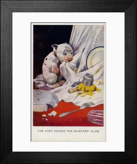 Framed Print : Bonzo pulling a table cloth off a table Framed Print : Bonzo pulling a table cloth off a table