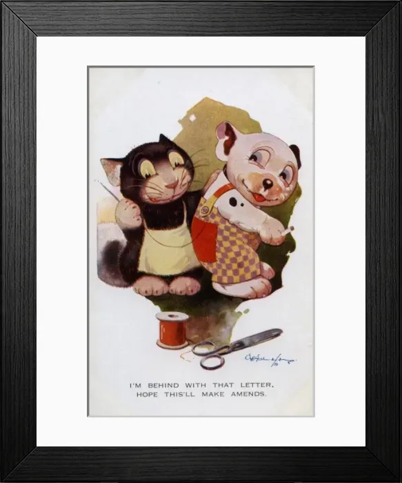Framed Print : Ooloo mending Bonzos trousers Framed Print : Ooloo mending Bonzos trousers