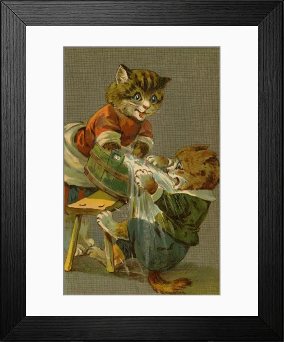 Framed Print : Cat spilling water by g h Thompson Framed Print : Cat spilling water by g h Thompson