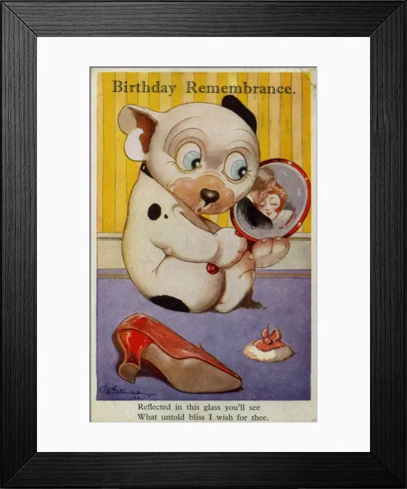 Framed Print : Bonzo looking at a mirror Framed Print : Bonzo looking at a mirror