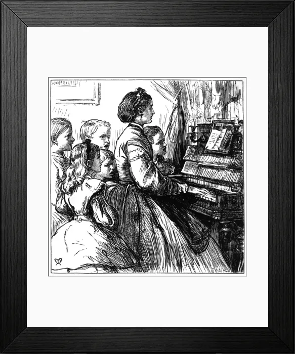 Framed Print : Music at home - family round the piano, 1866 Framed Print : Music at home - family round the piano, 1866