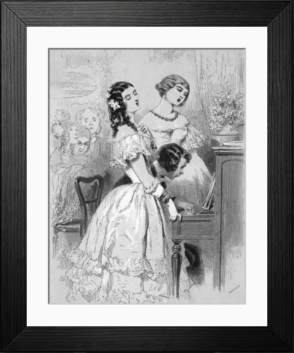 Framed Print : Music at home - trio at the piano, 1849 Framed Print : Music at home - trio at the piano, 1849