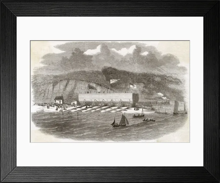 Framed Print : Great Eastern Pontoon at Milford Haven, 1857 Framed Print : Great Eastern Pontoon at Milford Haven, 1857