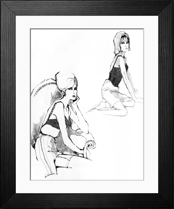 Framed Print : Underwear for 1962 drawn by Barbara Hulanicki Framed Print : Underwear for 1962 drawn by Barbara Hulanicki