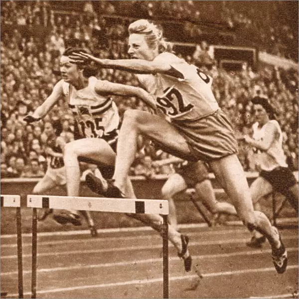 Fanny Blankers-Koen hurdling, 1948 London Olympics