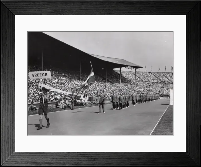 Framed Print : Scout leading Greece procession at Olympics Framed Print : Scout leading Greece procession at Olympics