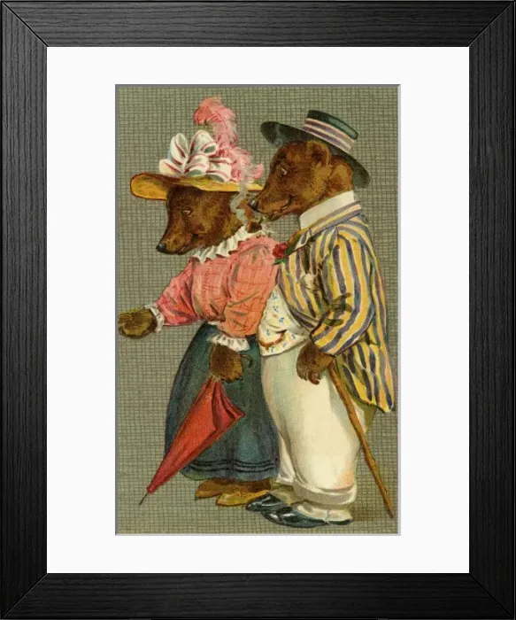 Framed Print : Mr and Mrs Bear by g h Thompson Framed Print : Mr and Mrs Bear by g h Thompson